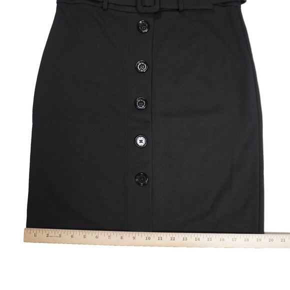 Anne Klein black midi length skirt with belt made in USA sz PM - Picture 4 of 7